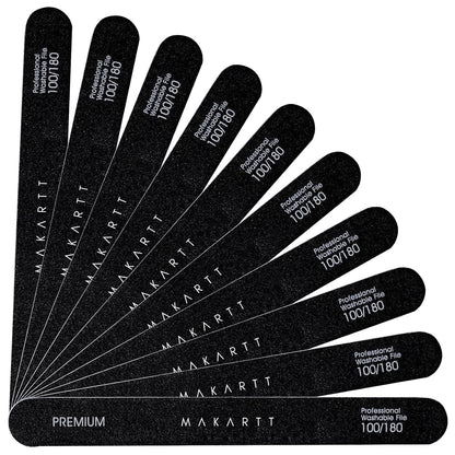 Nail File - 100/180 Grit Emery Boards for Nails, Professional Nail Files, 10Pcs Double Sides Black Coarse Fingernail Filer for Acrylic and Extension Gel Removal Manicure Kit Salon Home Use