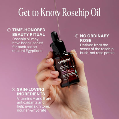 Organic Rosehip Seed Oil for Face, 100% Pure | Natural Cold Pressed Unrefined Non-Gmo | Carrier Oil for Skin, Hair & Nails (Packaging May Vary)