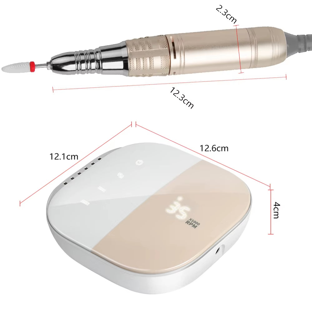 High Quality Electric Nail Drill Machine 35000 RPM Electric File HD Display Metal Manicure Pen Professional Nail Lathe Sander