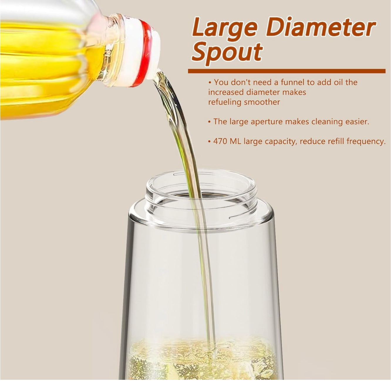 2-In-1 470ML Glass Oil Sprayer and Dispenser Spray Bottle Cooking Dispensers
