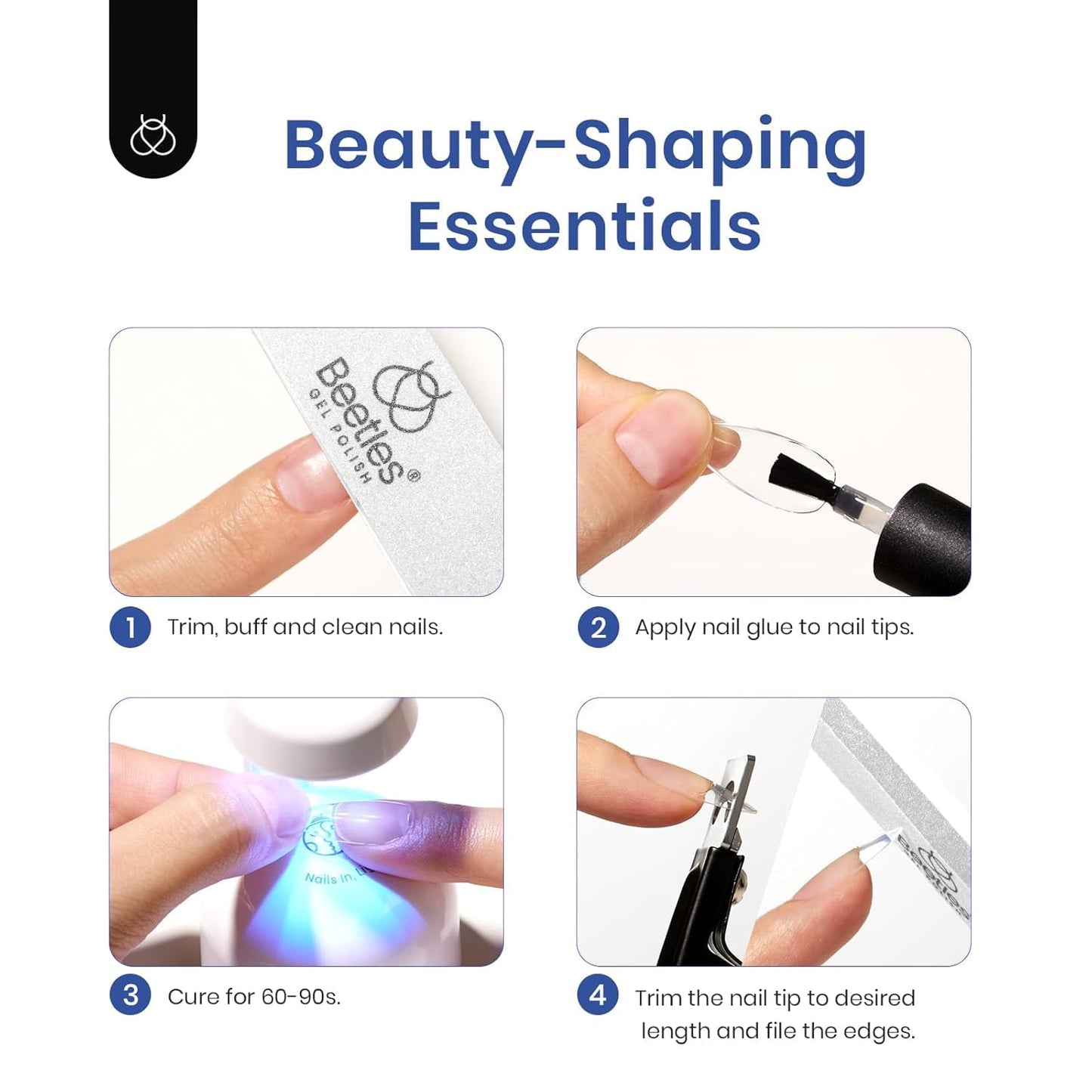 Beetles Soft Gel Nail Kit, 240 Coffin Tips UV Lamp & Glue Gel Gift Set for Women