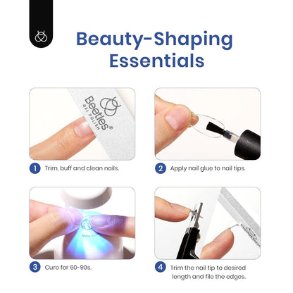 Beetles Soft Gel Nail Kit, 240 Coffin Tips UV Lamp & Glue Gel Gift Set for Women