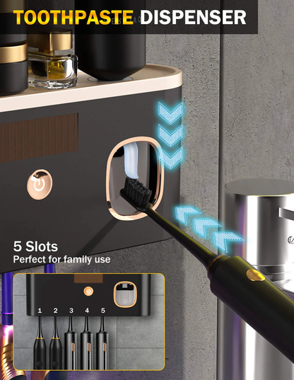 UV Toothbrush Sanitizer & Holder – Wall Mounted with Toothpaste Dispenser