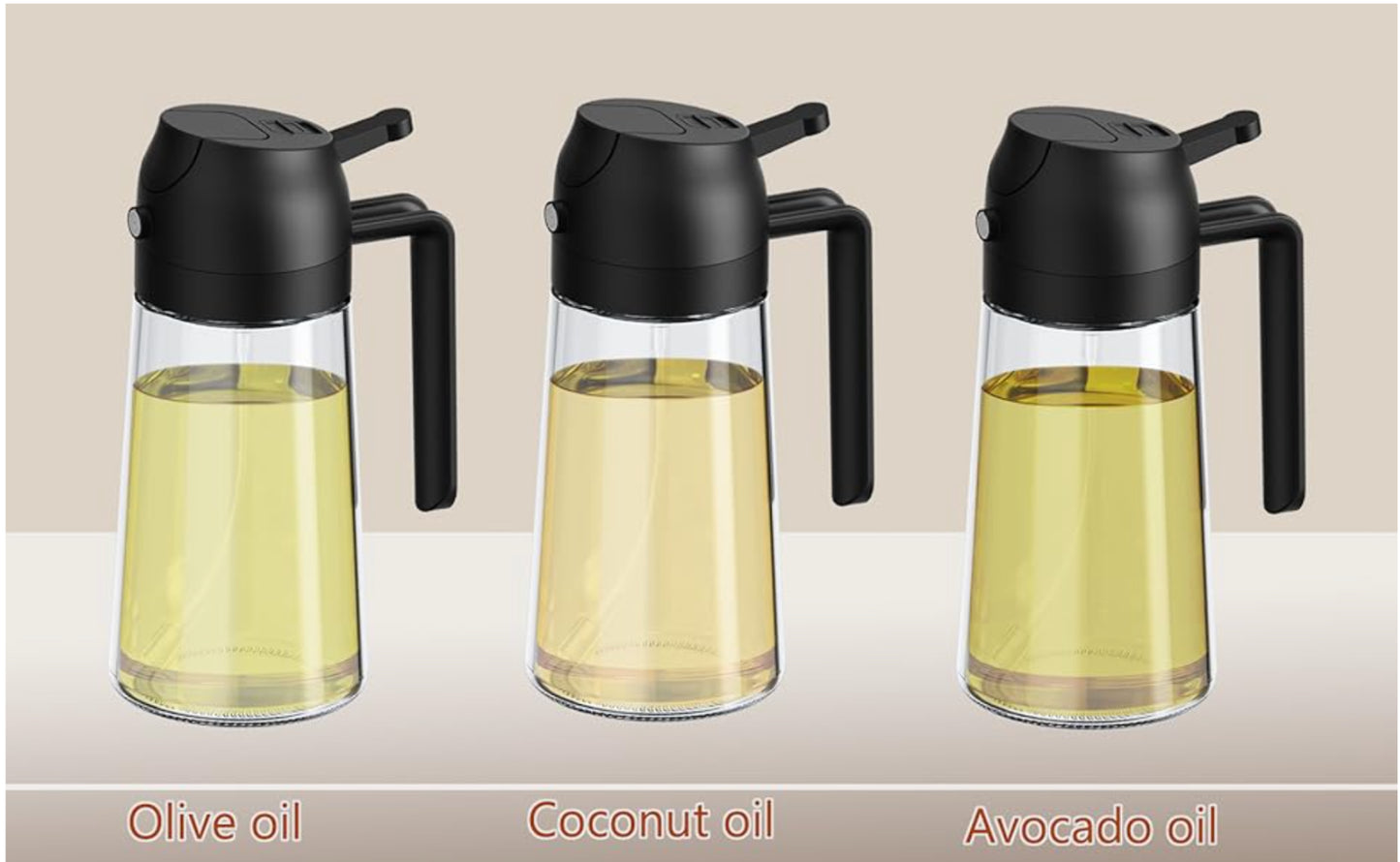 2-In-1 470ML Glass Oil Sprayer and Dispenser Spray Bottle Cooking Dispensers