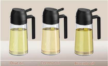 2-In-1 470ML Glass Oil Sprayer and Dispenser Spray Bottle Cooking Dispensers
