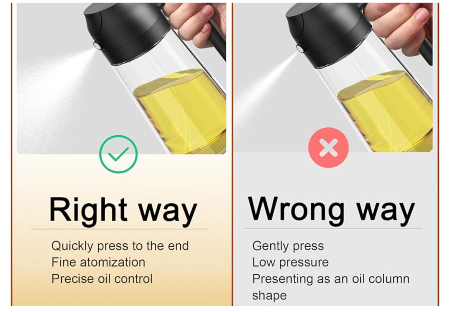 2-In-1 470ML Glass Oil Sprayer and Dispenser Spray Bottle Cooking Dispensers
