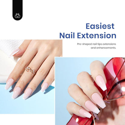 Beetles Soft Gel Nail Kit, 240 Coffin Tips UV Lamp & Glue Gel Gift Set for Women
