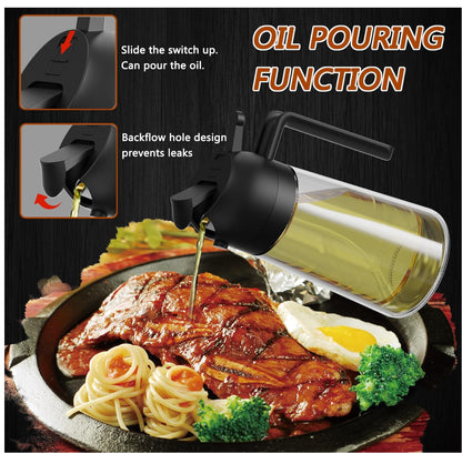 2-In-1 470ML Glass Oil Sprayer and Dispenser Spray Bottle Cooking Dispensers