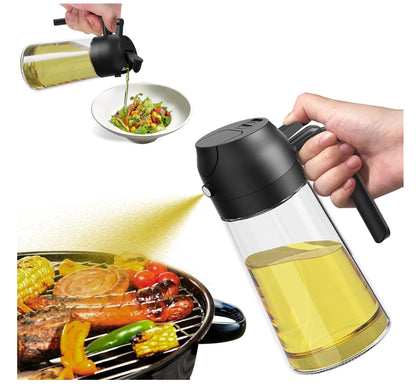2-In-1 470ML Glass Oil Sprayer and Dispenser Spray Bottle Cooking Dispensers