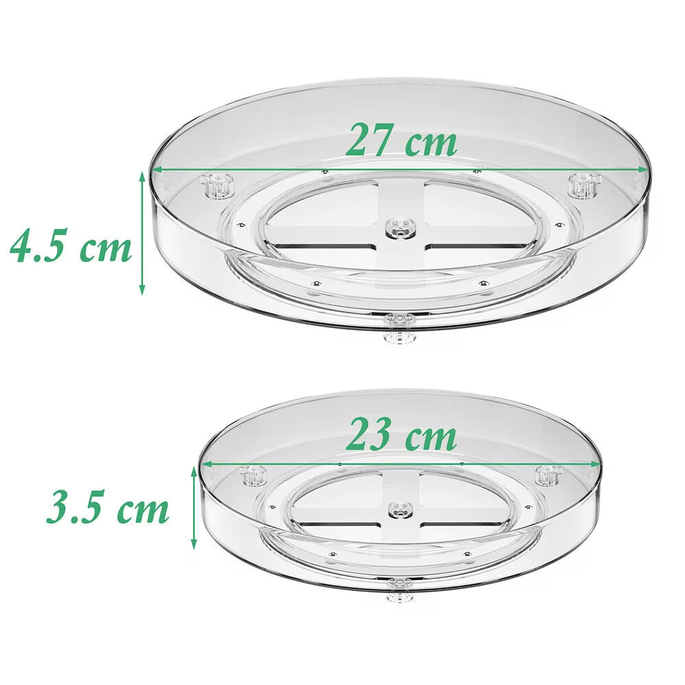 Lazy Susan Turntable Organiser,Turntable Fridge Organiser 23 Cm 27 Cm Spice Rack Rotatable for Kitchen Cabinet Refrigerator