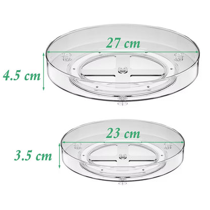 Lazy Susan Turntable Organiser,Turntable Fridge Organiser 23 Cm 27 Cm Spice Rack Rotatable for Kitchen Cabinet Refrigerator