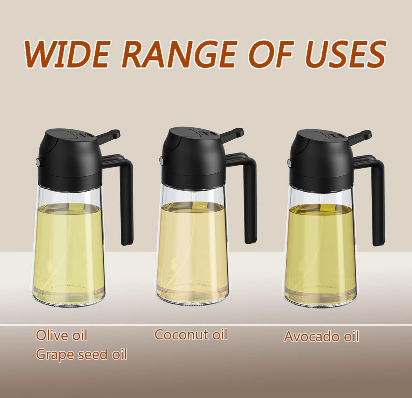 2-In-1 470ML Glass Oil Sprayer and Dispenser Spray Bottle Cooking Dispensers