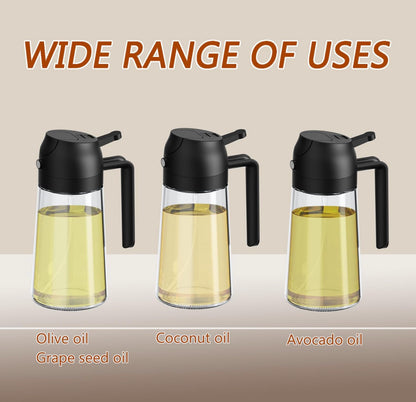 2-In-1 470ML Glass Oil Sprayer and Dispenser Spray Bottle Cooking Dispensers